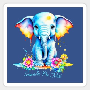 Watercolor Elephant Songkran Festival Sticker